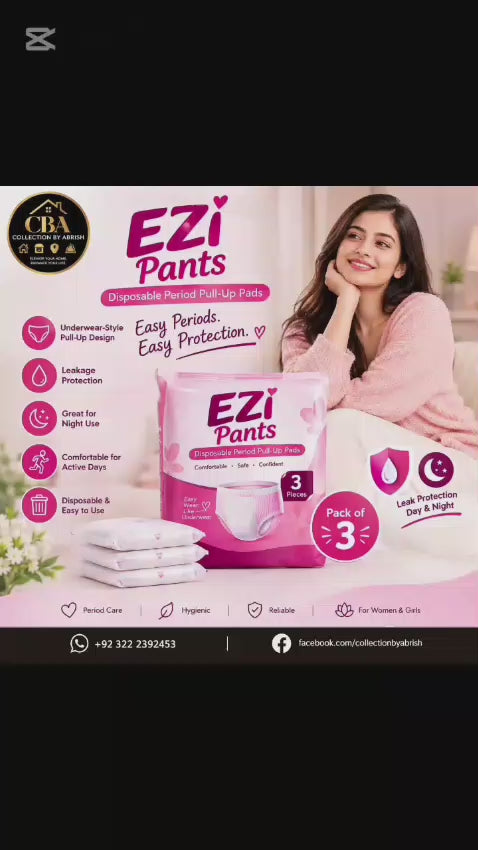 EZI Pants Disposable Period Pull Up Pads Pack of 3 – Underwear Style Menstrual Pads for Women