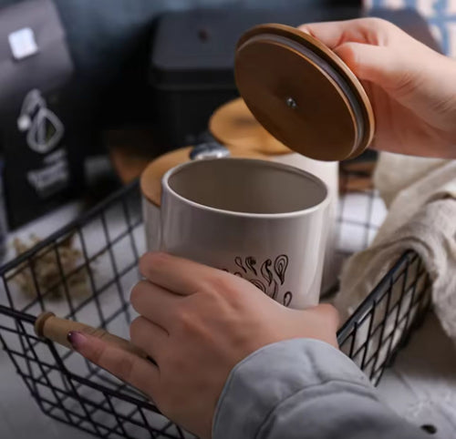 3 pcs Vintage Retro Metal Containers with Lids Coffee Tea Sugar Set Bamboo Top Sealed Cans Box
