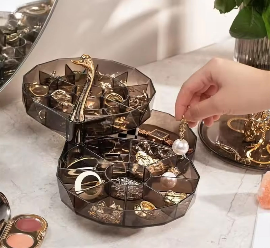 Swan 3-Layer Rotating Jewelry Box